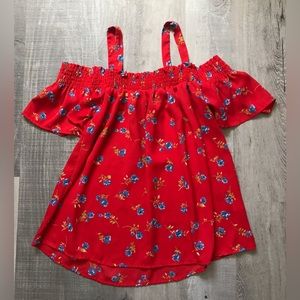 Boho Cold-Shoulder Floral Top Size Small